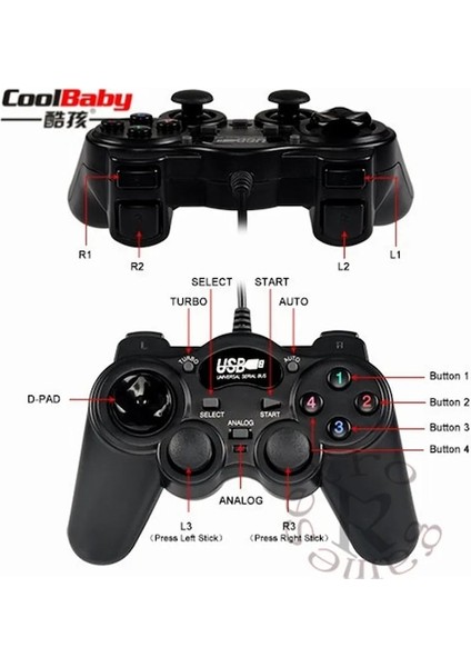 Kablolu Gamepad Joystick Usb2.0 Şok Joypad Gamepad Oyun Denetleyicisi Pc Dizüstü Bilgisayar Için Win7/8/10/xp/vista (Yurt Dışından)