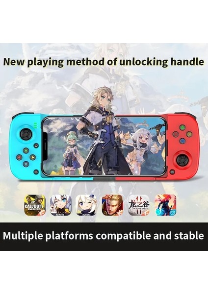 D3 Sky Blue-D3/d6/d7 Teleskopik Cep Telefonu Gamepad Bluetooth 5.0 Tip-C Kablosuz Oyun Denetleyicisi Joystick Pubg Için Ps4 Anahtarı Pc (Yurt Dışından)