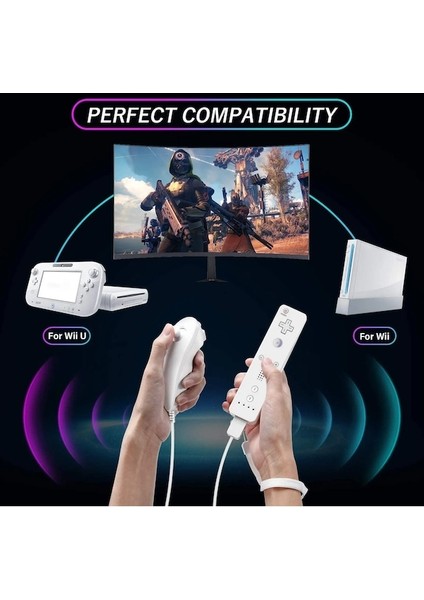 8-120-380-NINTENDO Wii/wii U Joystick 2 In 1 Denetleyici Seti Kablosuz Uzaktan Gamepad Motion Plus Silikon Kılıf Ile Video Oyunu (Yurt Dışından)