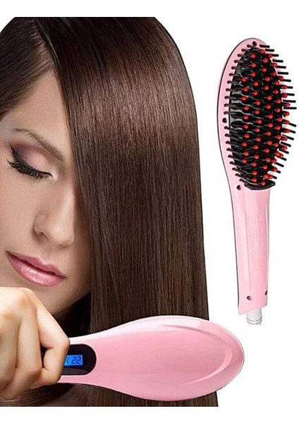 Saç Düzleştirici Fırçası - Pembe (Yurt Dışından)