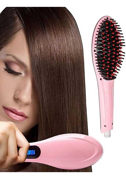 Saç Düzleştirici Fırçası - Pembe (Yurt Dışından) fiyatları