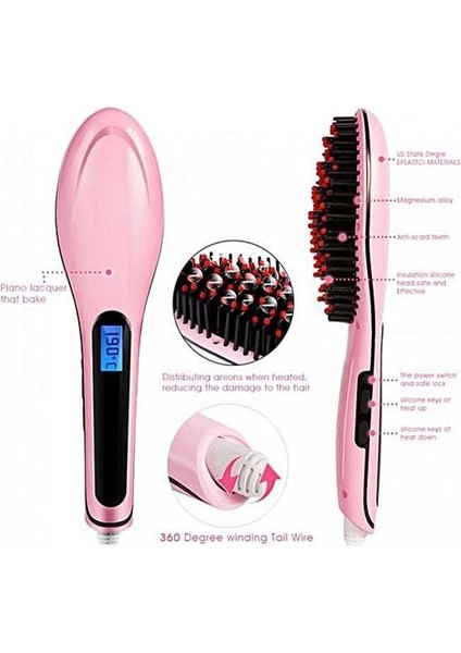 Saç Düzleştirici Fırçası - Pembe (Yurt Dışından) fırsatları
