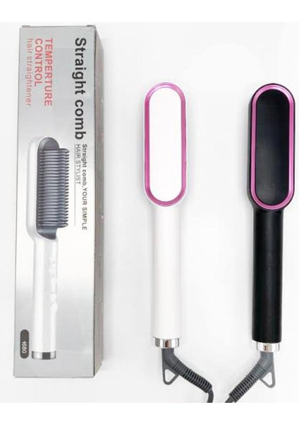 Kıvırma Saç Düzleştirici Tarak Hızlı Isıtma Termostatik Pürüzsüzleştirici Saç Düzleştirme Fırçası (Yurt Dışından)