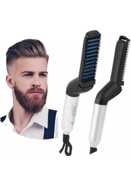 Erkekler Için Sakal Düzleştirici Çok Fonksiyonlu Elektrikli Iyonik Sakal Düzleştirici Saç Stili (Yurt Dışından)