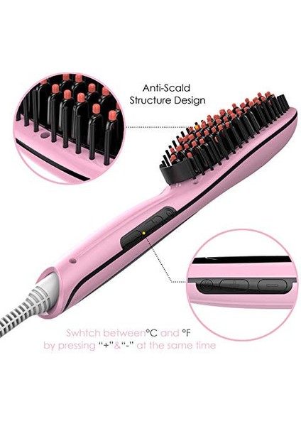 Hızlı Saç Düzleştirici Fırçası Saç Düzleştirme Fırçası, Saç Düzleştirici Fırçası Elektrikli Isıtma Seramik Tarak, Pembe, Çalışma Sıcaklığı Kadınlar Için Hızlı Saç Düzleştirici Fırçası (Yurt Dışından) fiyatları
