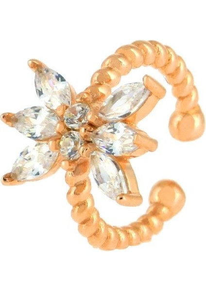 925 Ayar Gümüş Kelebek Detaylı Kıkırdak Küpe