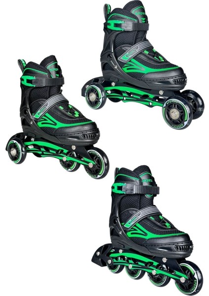 Siyah Inline Paten Beyaz LED Işıklı Silikon Teker Taj-J1 Pro 3 In 1 Teker Ayarlı modelleri