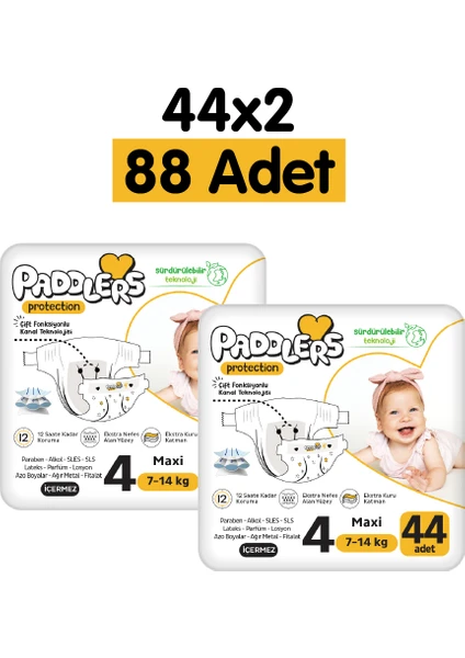 Protection Bebek Bezi 4 Numara Maxi 88 Adet (7-14 Kg) 2'li Jumbo Set