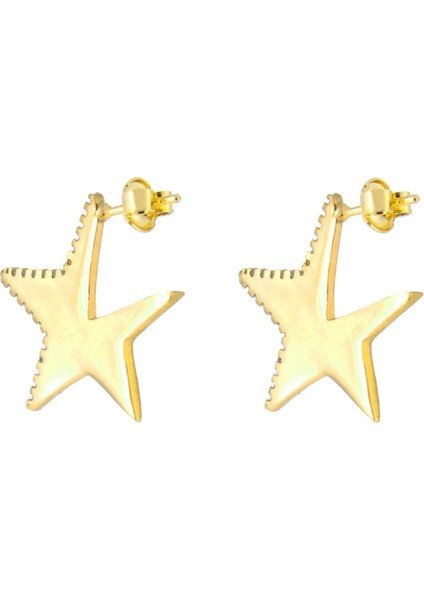 925 Ayar Gümüş Yarı Taşlı Yıldız Küpe