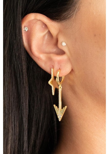 925 Ayar Gümüş Yarı Taşlı Yıldız Küpe modelleri