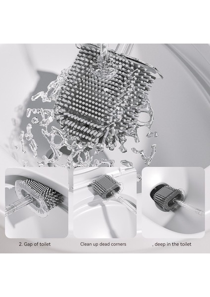Ölü Açısı Olmayan Silikon Uzun El Temizleme Fırçası ile Tuvalet Fırçası (Yurt Dışından)