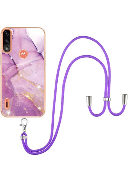 Motoroal Moto E7 Güç Crossbody Kordon Askısı Mermer Yumuşak Tampon Için Kılıf (Yurt Dışından) fırsatları