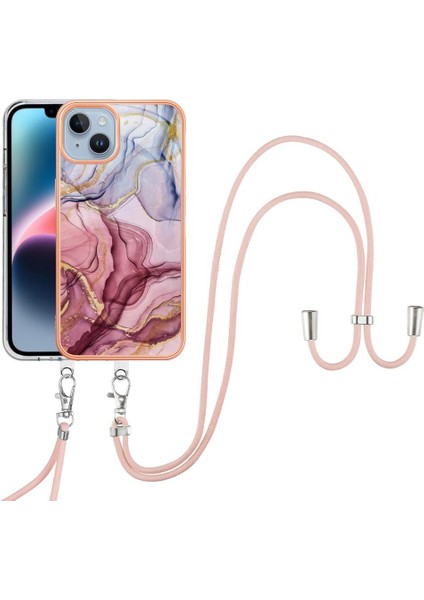 IPhone 14 Kapak Mermer Ayrılabilir Kayış Crossbody Kordon Yumuşak (Yurt Dışından)