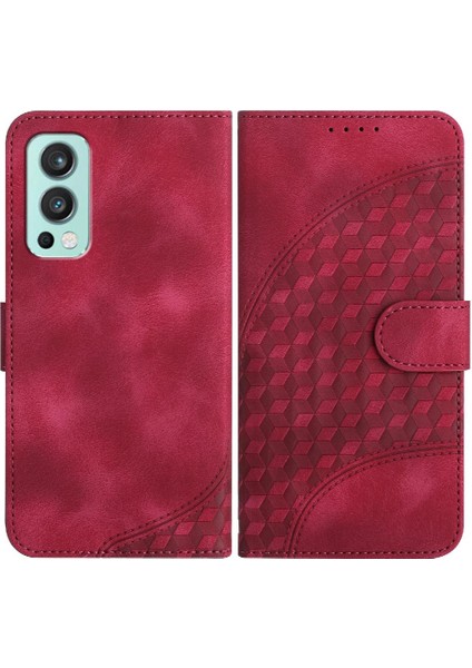 Oneplus Nord 2 Için Kılıf Geometrik Desen Darbeye Deri Kılıf Manyetik (Yurt Dışından)