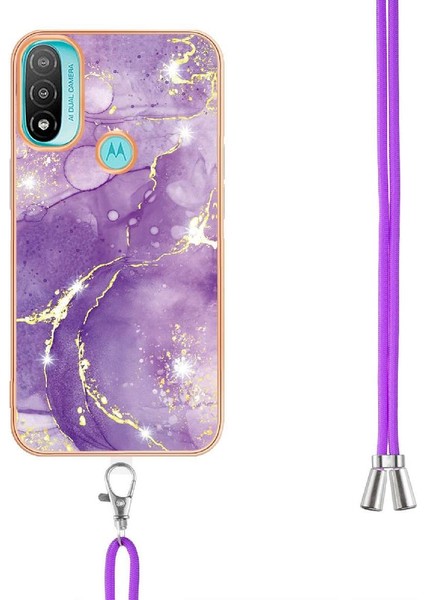 Motoroal Moto E20/E30/E40 Crossbody Kordon Askısı Tampon Mermer Için Kılıf (Yurt Dışından)