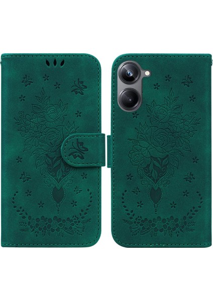 Realme 10 Pro Cüzdan Kılıf Için Kickstand Kart Yuvaları Kabartma Gül Flip (Yurt Dışından)