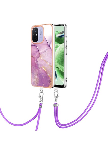 Xiaomi Redmi Için 12C Mermer Tampon Crossbody Kordon Askısı Yumuşak (Yurt Dışından)