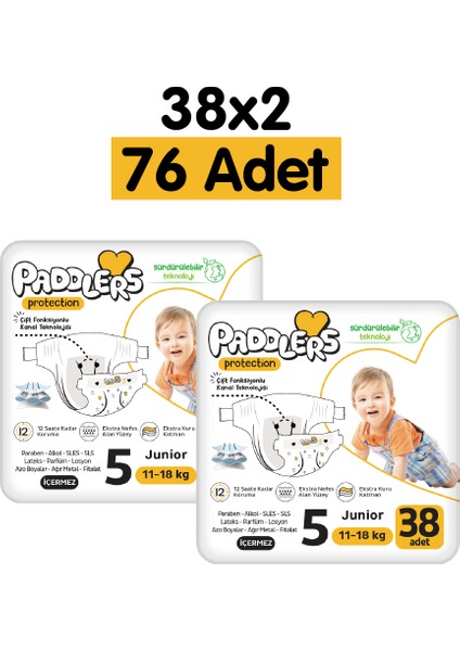 Protection Bebek Bezi 5 Numara Junior 76 Adet (11-18 Kg) 2'li Jumbo Set