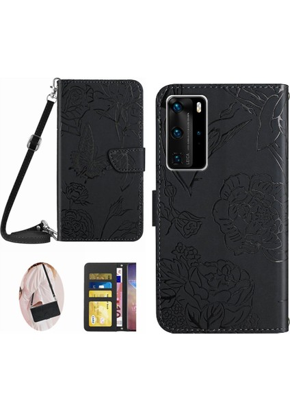 Huawei P40 Pro Telefon Kılıfı Için Kılıf Deri Cüzdan Yumuşak Pu Deri ile &amp; (Yurt Dışından)