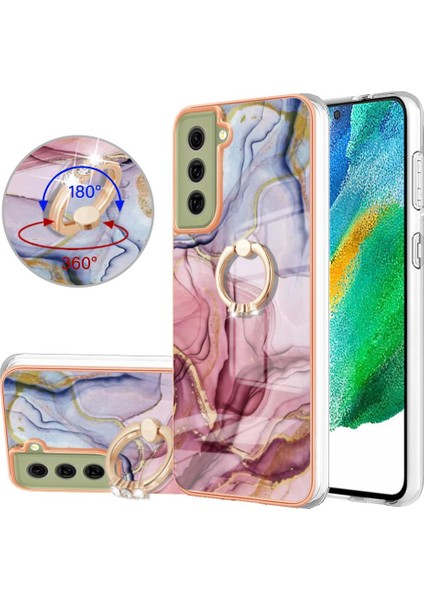 Samsung Galaxy S21 Fe 5g Için Kılıf 360 &deg; Dönebilir Halka Tampon Mermer Tpu (Yurt Dışından)