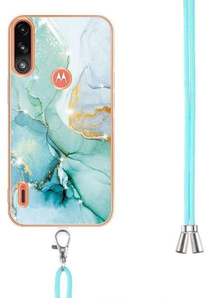 Motoroal Moto E7 Güç Crossbody Kordon Askısı Mermer Yumuşak Tampon Için Kılıf (Yurt Dışından)