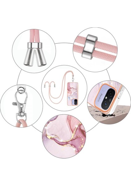 Xiaomi Redmi Için 12C Mermer Tampon Crossbody Kordon Askısı Yumuşak (Yurt Dışından)