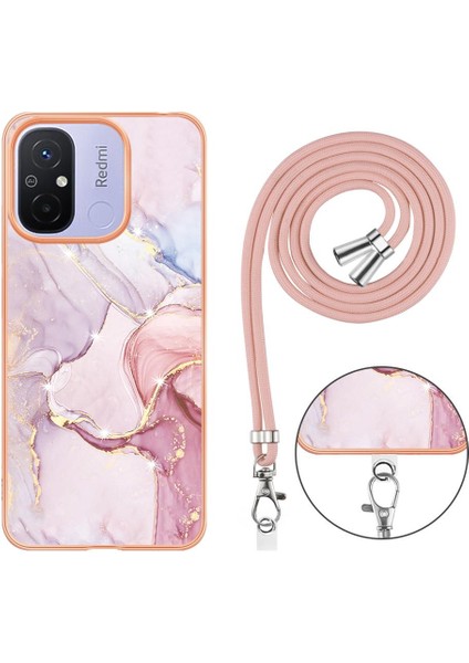 Xiaomi Redmi Için 12C Mermer Tampon Crossbody Kordon Askısı Yumuşak (Yurt Dışından)
