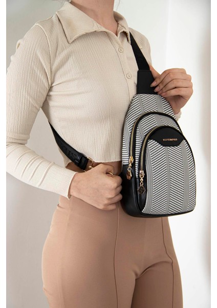 Silver & Polo Siyah Beyaz - Siyah SP959 Kadın Bel Çantası