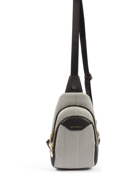 Silver & Polo Siyah Beyaz - Siyah SP959 Kadın Bel Çantası