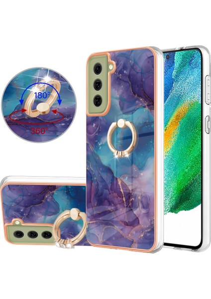 Samsung Galaxy S21 Fe 5g Için Kılıf 360 &deg; Dönebilir Halka Tampon Mermer Tpu (Yurt Dışından)