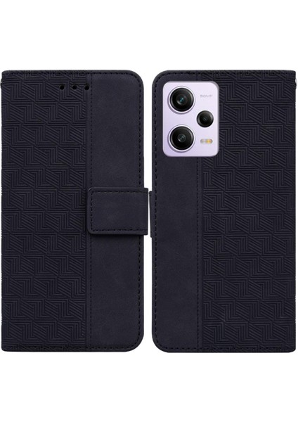 Xiaomi Poco X5 Pro Cüzdan Kapak Için Kılıf Geometrik Kabartmalı Kickstand Flip (Yurt Dışından)