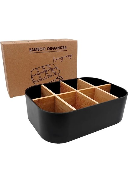Masaüstü Bambu Elyaf Saklama Kutusu Ev Çöp Bölmesi Bambu Ahşap Saklama Kutusu Kozmetik Başucu Masa Saklama Kutusu (Yurt Dışından)