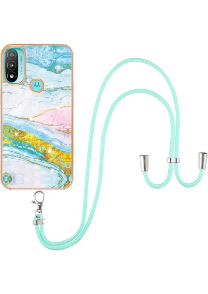 Motoroal Moto E20/E30/E40 Crossbody Kordon Askısı Tampon Mermer Için Kılıf (Yurt Dışından)