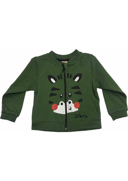 Hırka Zebra Baskılı Yeşil