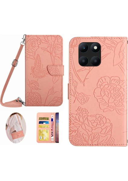 Kart Tutucu ve Uzun Kayış ile Onur X6A Telefon Kılıfı Deri Cüzdan Için Kılıf (Yurt Dışından)