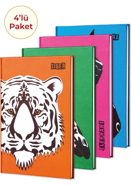 4'lü Defter Seti Hayvan Figürlü Dokulu A5