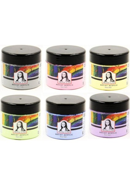 Monalisa 6X125ML Artist Akrilik Boya Set - Pastel Karışık Renkler