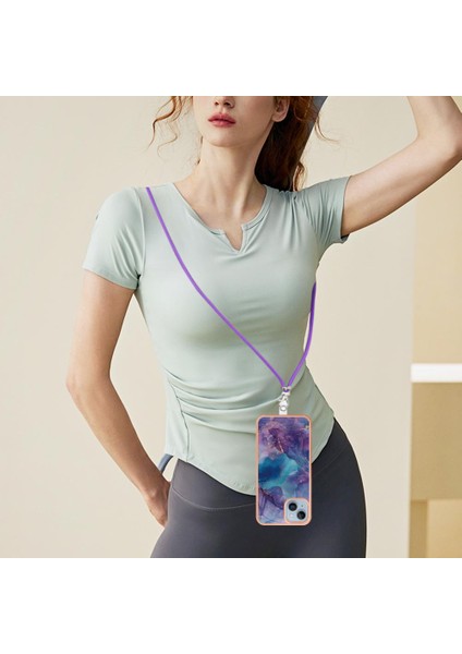 IPhone 14 Kapak Mermer Ayrılabilir Kayış Crossbody Kordon Yumuşak (Yurt Dışından) fırsatları