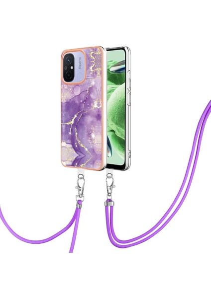 Xiaomi Redmi Için 12C Mermer Tampon Crossbody Kordon Askısı Yumuşak (Yurt Dışından)