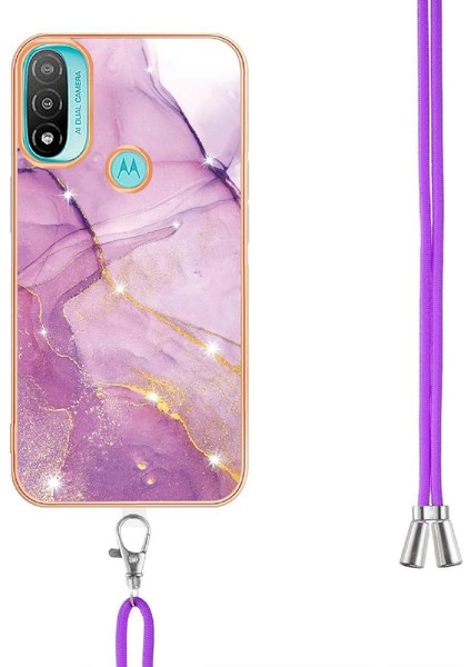 Motoroal Moto E20/E30/E40 Crossbody Kordon Askısı Tampon Mermer Için Kılıf (Yurt Dışından)