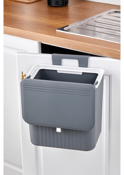 15 Lt Mutfak Tezgah Üstü ve Dolap Askılı Çöp Kovası