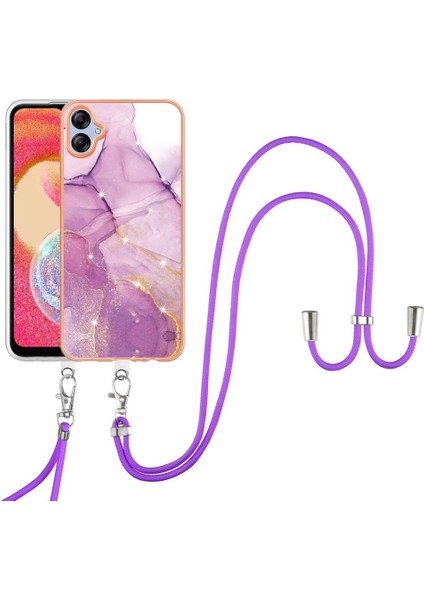 Samsung Galaxy A04E Mermer Anti-Scratch Yumuşak Crossbody Kordon Için Kılıf (Yurt Dışından)
