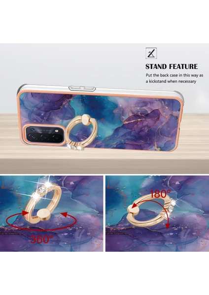 Oppo A93 5G/A93S 5g Tampon Için Kılıf 360 &deg; Dönebilir Yüzük Mermer Darbeye (Yurt Dışından) modelleri