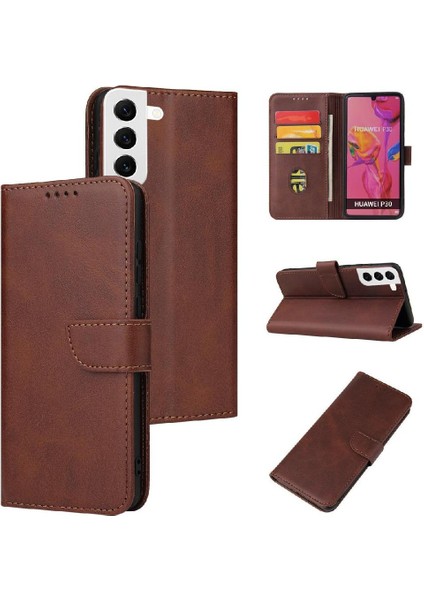 Kart Tutucu ile Samsung Galaxy S22 Için Kılıf Kickstand Deri Folio Kapak (Yurt Dışından)