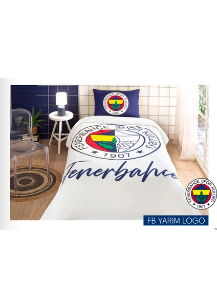 Lisanslı Fenerbahçe Yarım Logo Tek Kişilik % 100 Pamuk Pike Takımı