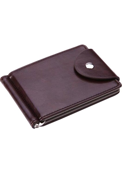 Moda Mini Erkek Deri Para Klip Cüzdan Cebi Metal Kelepçe ile Adam Ince Kredi Kartı Çantası Kımlık Tutucu Erkek (Yurt Dışından)