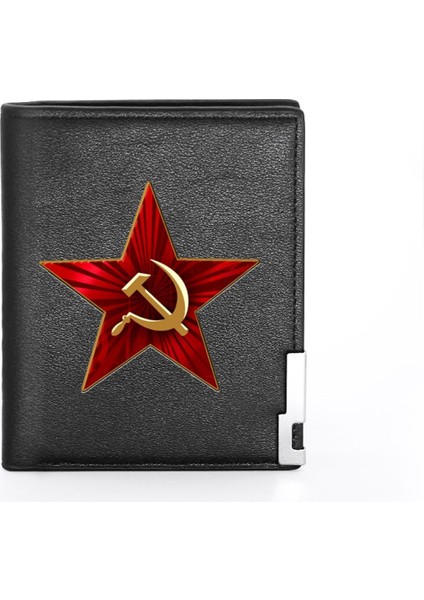 Yeni Gelenler Cccp Komünizm Kırmızı Yıldız Baskı Deri Cüzdan Erkek Kadın Billfold Ince Kredi Kartı/kimlik Tutucular Ekler Kısa Çantalar (Yurt Dışından)