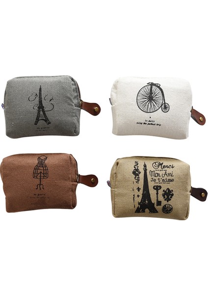 Taşınabilir Vintage Kanvas Bozuk Para Cüzdanı Kart Anahtar Tutucu Kadın Fermuar Mini Cüzdan (Yurt Dışından) modelleri