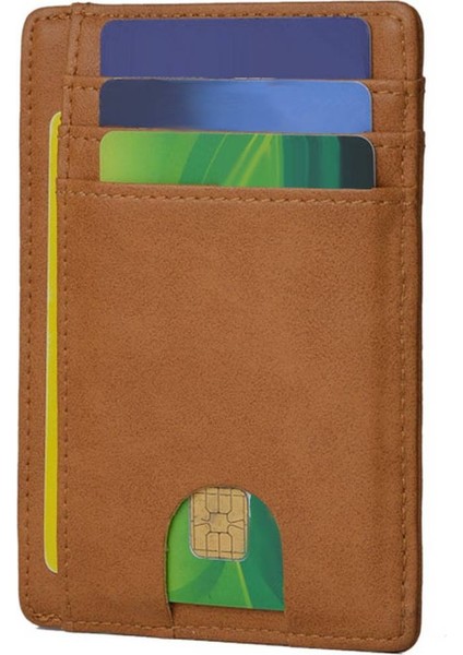 Jınbaolaı Rfid Erkek Cüzdan Küçük Deri Kredi Kartı Tutucu Iş Erkek Mini Cüzdan Bozuk Para Cüzdanı Kadın Kahverengi (Yurt Dışından)