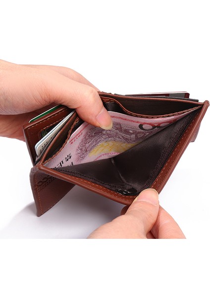 Erkek Cüzdan Kısa Cüzdan Deri Cüzdan Cüzdan Erkekler Sınır Ötesi Fermuar Eğlence Çoklu Kart Abd Doları Klip (Yurt Dışından)
